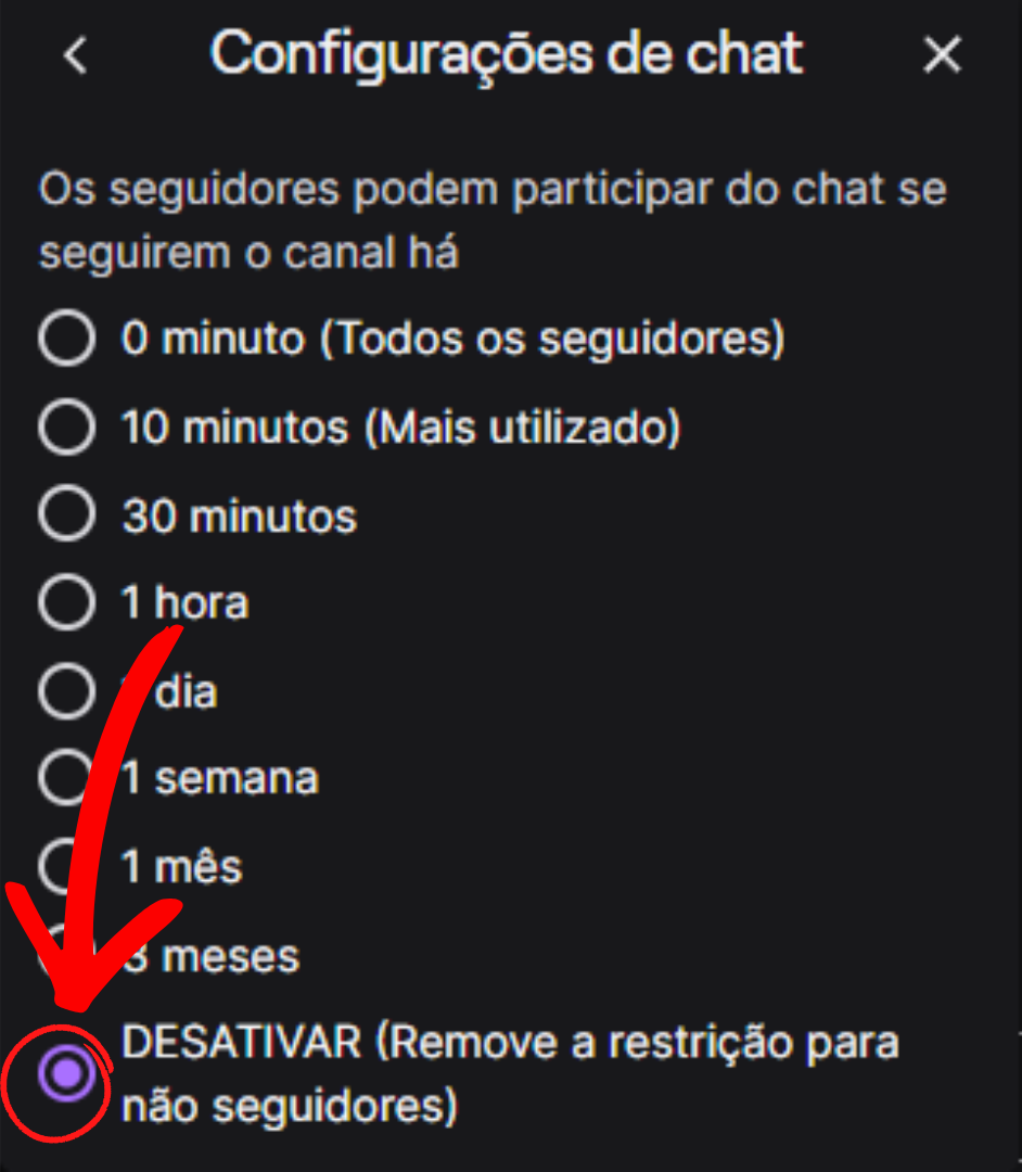 Desativar restrição para não seguidores